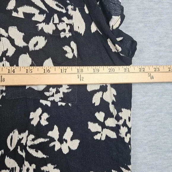 Bobeau Button Front Flutter Sleeve Black Blouse Size XL NEW - Picture 5 of 9